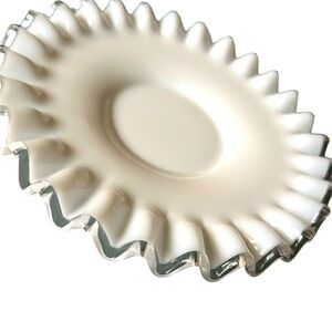 Vintage Fenton Silver Crest Ruffled Footed Dish